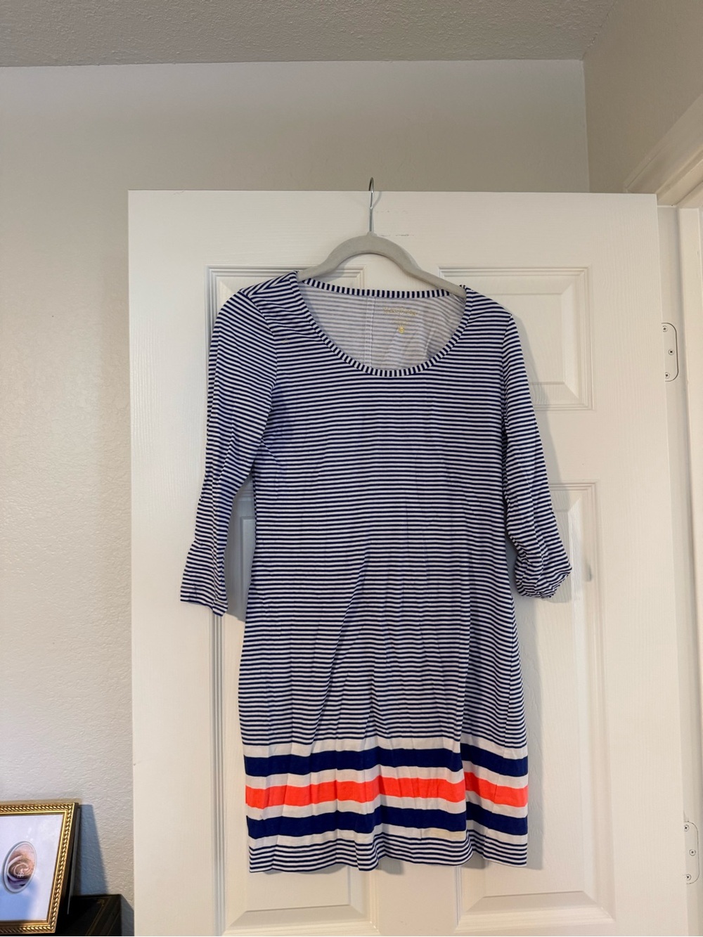 Lilly Pulitzer Navy, White & Coral Striped Cotton Dress